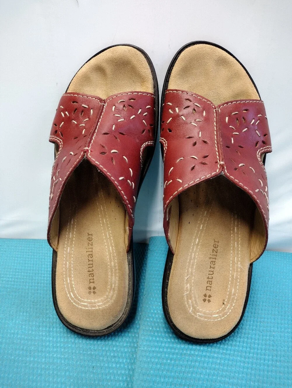Naturalizer Viola Leather Slip On Wedge Sandals Slides 9W